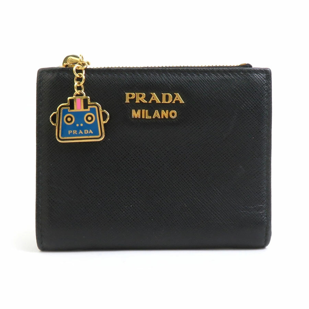 Prada Bi fold Wallet Leather Black